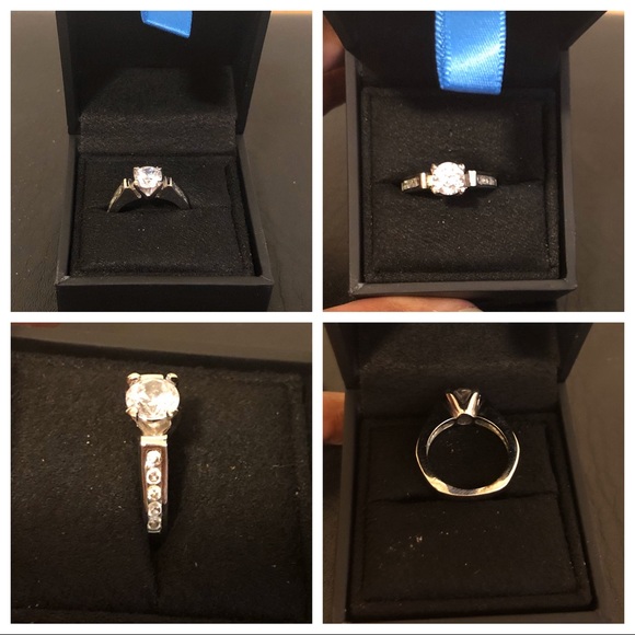 Silvertone Cubic Zirconia Ring, Size 6 - Picture 3 of 5